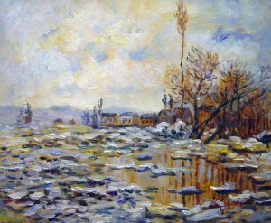 Claude Monet, Breakup Of Ice, Grey Weather, Painting on canvas