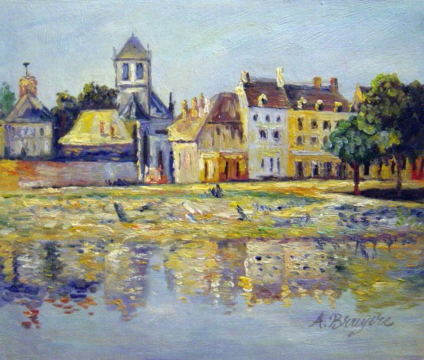By The River At Vernon. The painting by Claude Monet