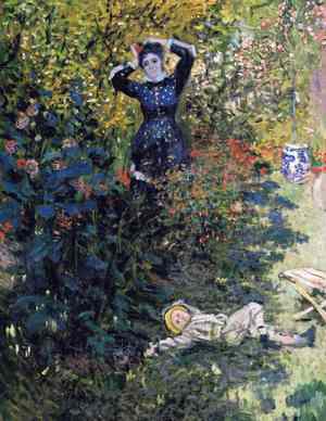 Famous paintings of Mother and Child: Camille and Jean Monet in the Garden at Argenteuil