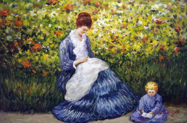 Camille Monet And Child In The Garden. The painting by Claude Monet