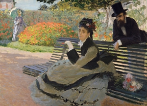 Famous paintings of Men and Women: Camille Monet on a Garden Bench