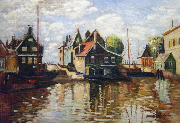 Canal In Zaandam. The painting by Claude Monet