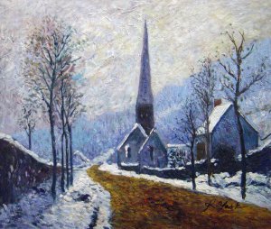 Famous paintings of Street Scenes: Church At Jeufosse, Snowy Weather