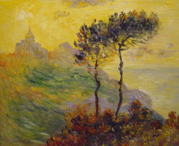 Church At Varengeville, Against The Sunset. The painting by Claude Monet