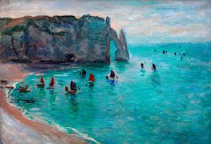 Claude Monet, Cliffs of the Porte d'Aval, Painting on canvas