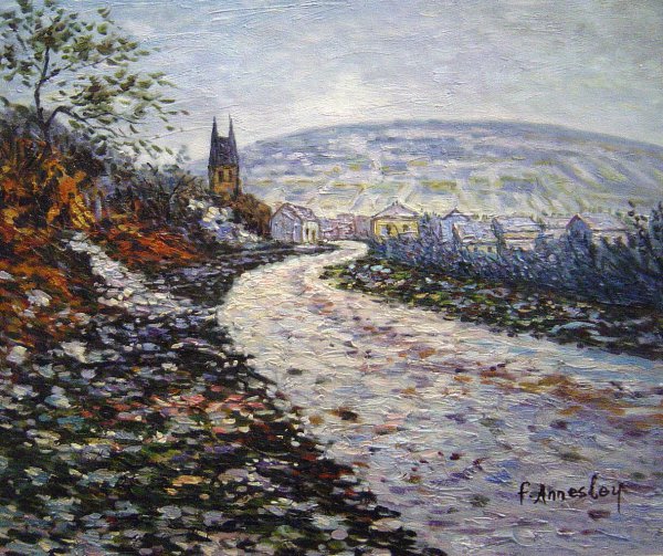 Entering The Village Of Vetheuil In Winter. The painting by Claude Monet