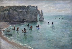 Famous paintings of Waterfront: Etretat, Fishing Boats Leaving the Harbour