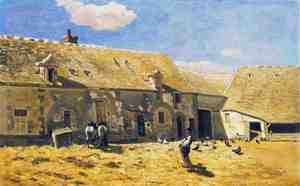Claude Monet, Farmyard at Chailly, Painting on canvas