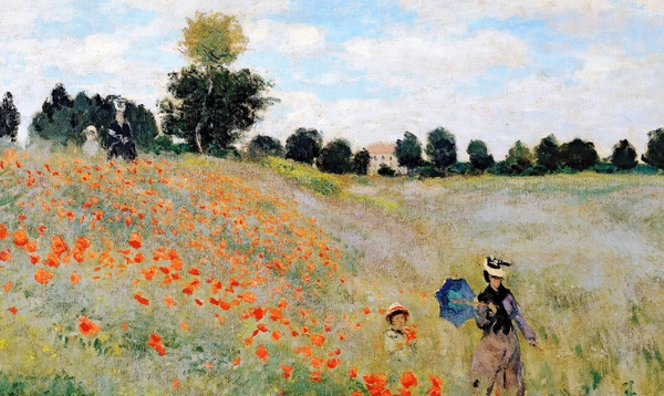 Field of Poppies. The painting by Claude Monet