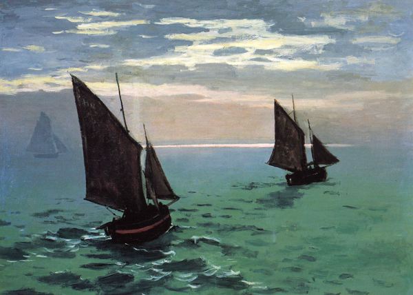 Fishing Boats at Sea. The painting by Claude Monet
