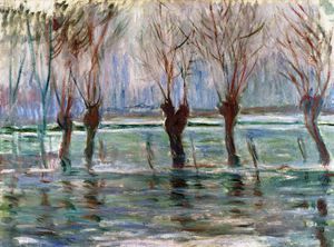 Claude Monet, Flood Waters, Painting on canvas