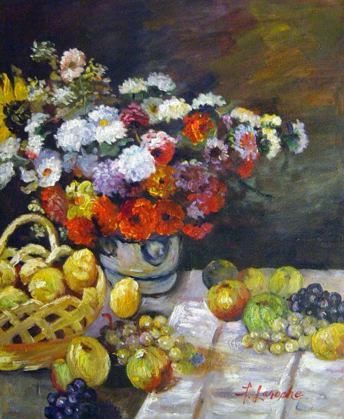 Flowers And Fruit. The painting by Claude Monet