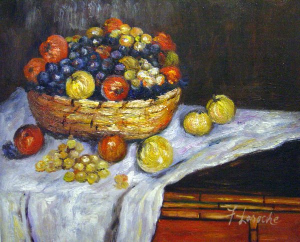Fruit Basket With Apples And Grapes. The painting by Claude Monet