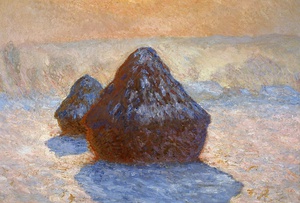 Grainstacks, White Frost Effect, Claude Monet, Art Paintings