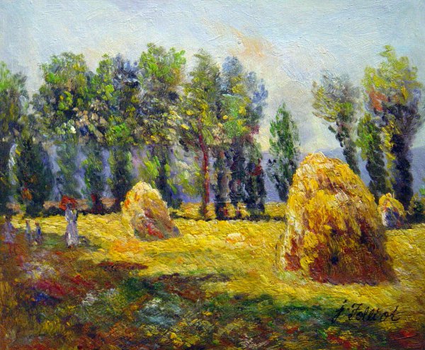 Haystacks At Giverny. The painting by Claude Monet