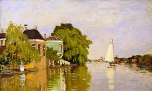 Claude Monet, Houses on the Achterzaan, Painting on canvas