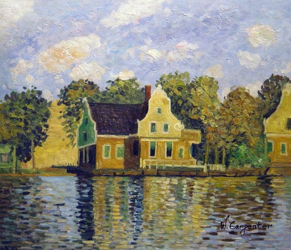 Houses On The Zaan River At Zaandam. The painting by Claude Monet