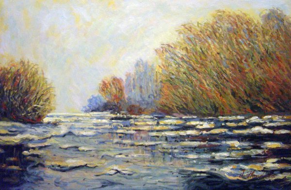Ice Floes Near Vetheuil. The painting by Claude Monet