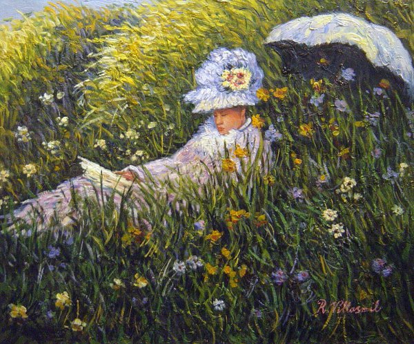 In The Meadow. The painting by Claude Monet