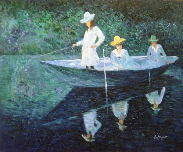 In The Rowing Boat. The painting by Claude Monet