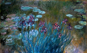 Irises and Water-Lilies, Claude Monet, Art Paintings