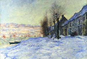 Claude Monet, Lavacourt Sunshine and Snow, Painting on canvas