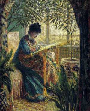 Claude Monet, Madame Monet Embroidering, Painting on canvas
