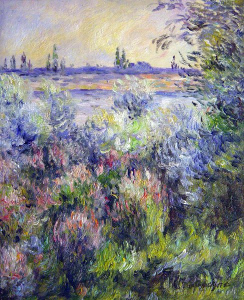 On The Banks Of The Seine. The painting by Claude Monet