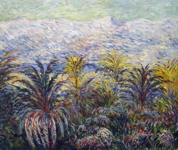 Palm Trees At Bordighera. The painting by Claude Monet