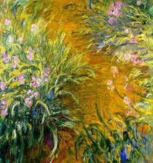 Path through the Irises, Claude Monet, Art Paintings