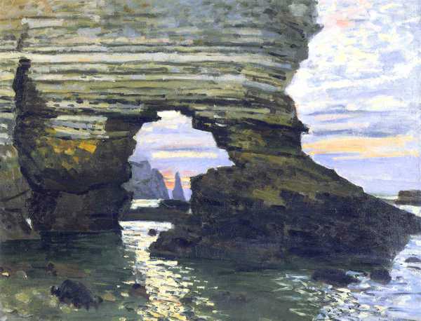 Port d `Amount Etretat. The painting by Claude Monet