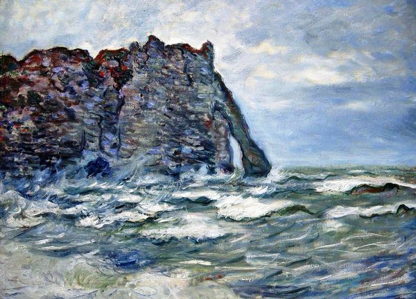 Port d`Aval, Rough Sea. The painting by Claude Monet