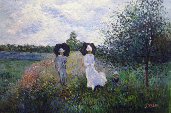 Promenade Near Argenteuil. The painting by Claude Monet