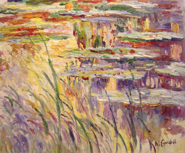Reflections On The Water. The painting by Claude Monet