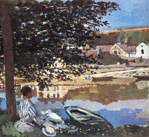 Claude Monet, River Scene at Bennecourt, Painting on canvas