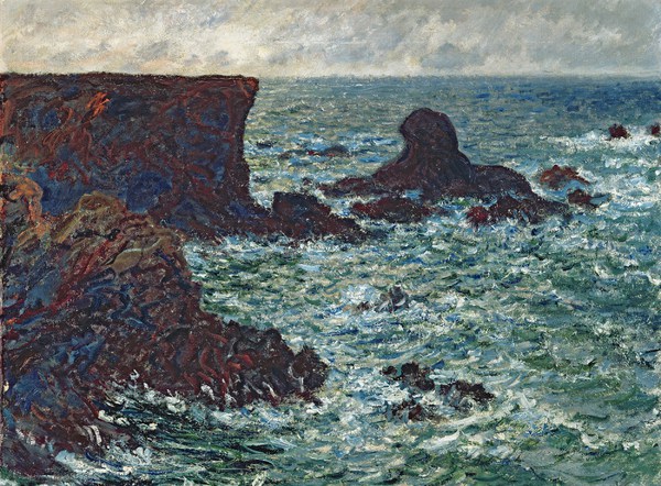 Rocks at Port Coton, the Lion Rock. The painting by Claude Monet