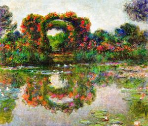 Claude Monet, Rose Flowered Arches at Giverny, Painting on canvas