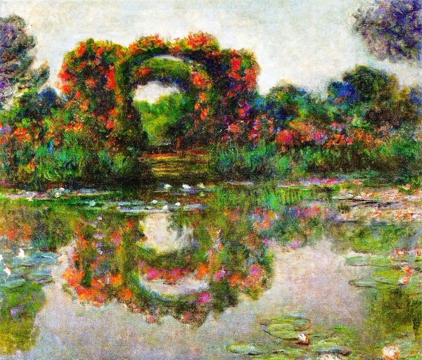 Rose Flowered Arches at Giverny. The painting by Claude Monet