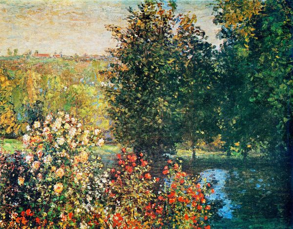 Roses in the Hoshede's Garden at Montgeron. The painting by Claude Monet