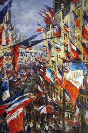 Claude Monet, Rue Montargueil With Flags, Painting on canvas