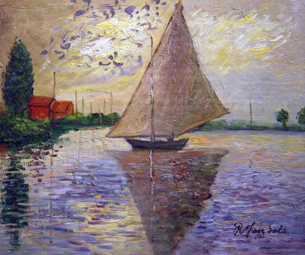 Sailboat At Le Petit-Gennevilliers. The painting by Claude Monet
