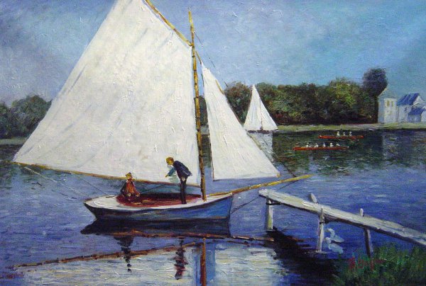 Sailing At Argenteuil. The painting by Claude Monet