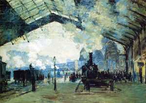 Claude Monet, Saint-Lazare Gare, Normandy Train, Painting on canvas