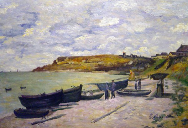 Sainte-Adresse, Fishing Boats On The Shore. The painting by Claude Monet