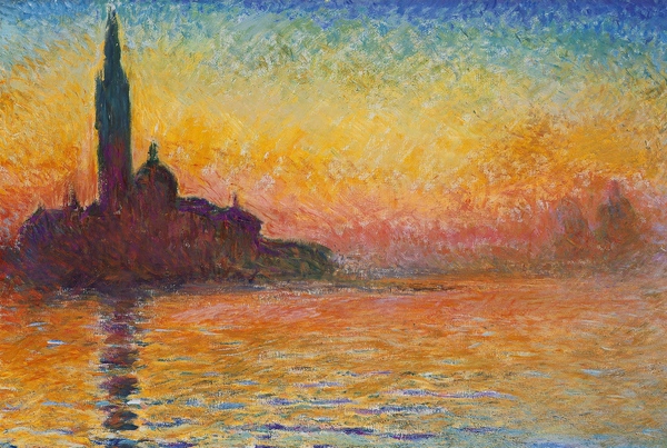 San Giorgio Maggiore at Dusk. The painting by Claude Monet