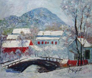 Sandviken Village In The Snow, Claude Monet, Art Paintings
