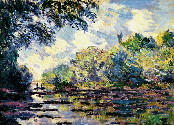 Section of the Seine, near Giverny. The painting by Claude Monet
