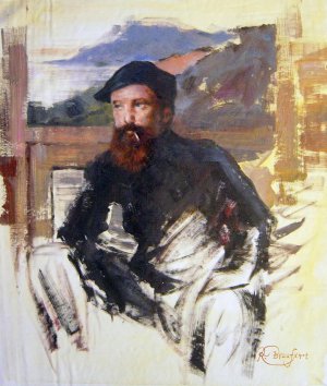 Claude Monet, Self Portrait In His Atelier, Painting on canvas