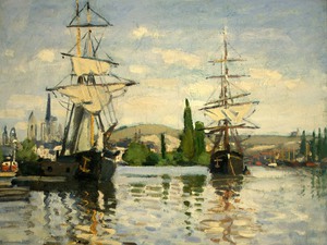 Claude Monet, Ships Riding on the Seine at Rouen, Painting on canvas