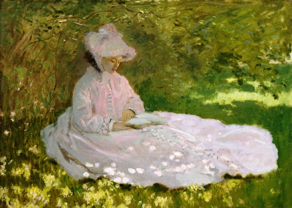 Springtime (Woman Reading). The painting by Claude Monet